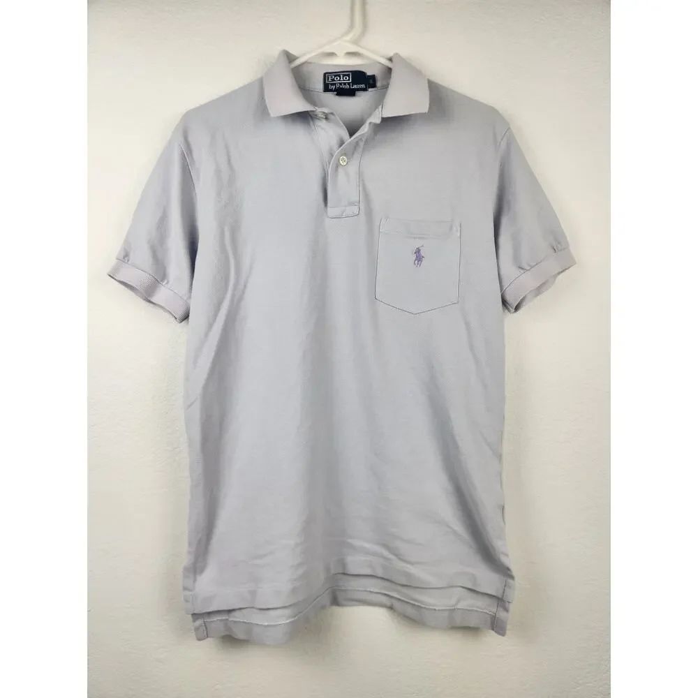 Vintage Ralph Lauren Polo Shirt Short Sleeve Men Small Light Purple Horse Logo